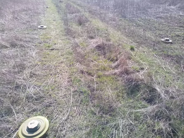 Chersona, 2023 metai, minų užtvaros fronto keliukuose.
